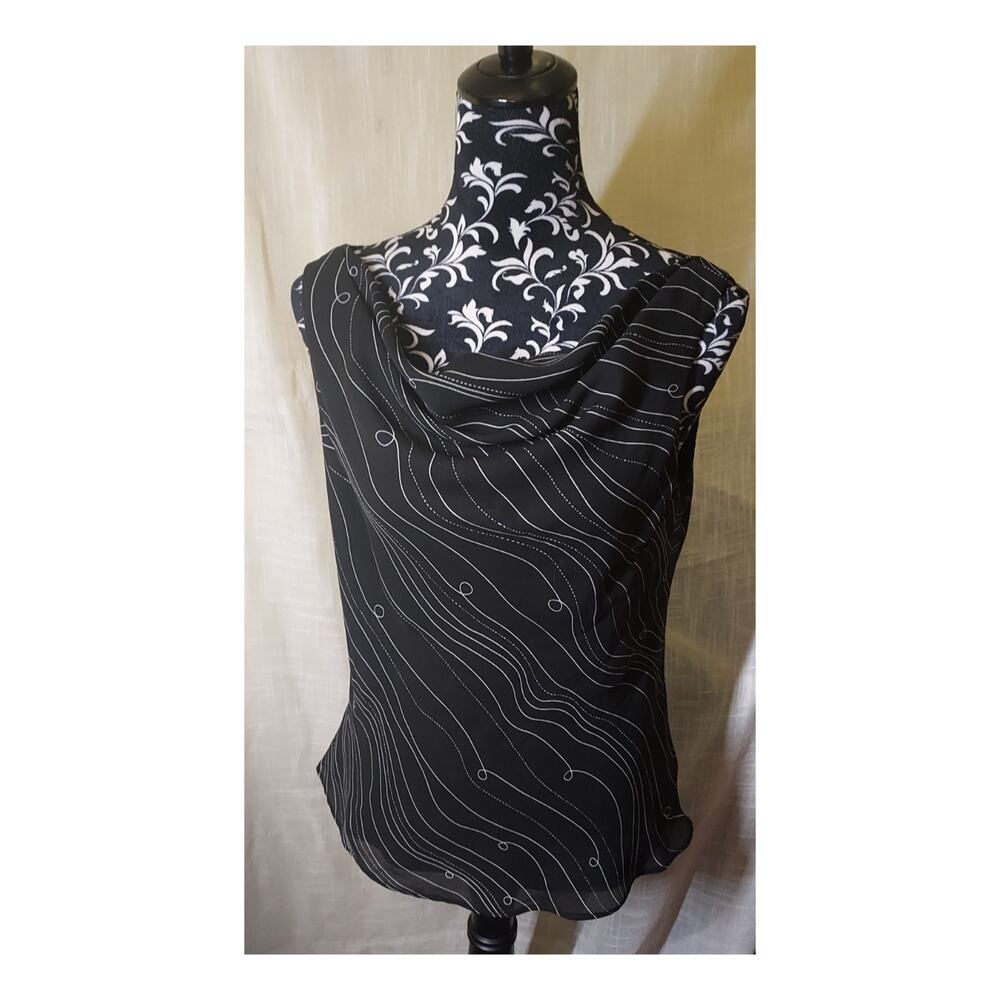 Studio I Black Sleeveless Blouse with Cowl Neck and lining Women's Size 12